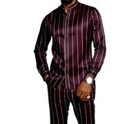 Hombre Animal Salvaje Tigre Estampado Conjunto 2 Piezas Tigre Estampado Manga Larga Cuello Alto Camisa y Pantalones Ropa Diaria Fiesta