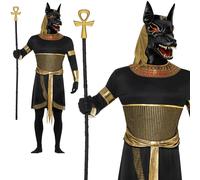 Hombre Anubis Traje Egipcio Dios El Chacal Halloween Adulto Disfraz Nuevo