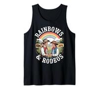 Hombre Arco iris Y Rodeos LGBTQ Western Orgullo Gay Cowboys Vintage Camiseta sin Mangas