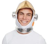 Hombre Astronauta Casco Sombrero Suave Fieltro Oro Y Blanco Disfraz Adulto