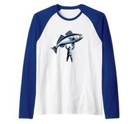 Hombre atrapa primer premio de pescado Copa Pesca Pesca Camiseta Manga Raglan