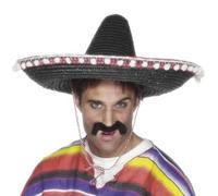 Hombre Auténtico Mexicano Lujo Disfraz Sombrero Con con Borla Negra de Smiffys