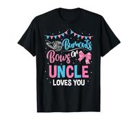 Hombre Baby Shower revelador de género Burnouts or Bows Uncle Loves You Camiseta
