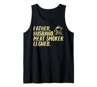 Hombre Barbacoa Padre Marido Fumador de Carne Día del Padre Barbacoa Papá Hombres Camiseta sin Mangas