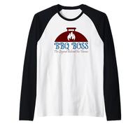 Hombre BBQ Boss The Legend Behind the Flames Barbacoa Smoker Dad Camiseta Manga Raglan