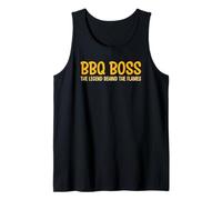 Hombre BBQ Boss The Legend Behind the Flames Barbacoa Smoker Dad Camiseta sin Mangas