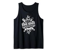 Hombre BBQ Boss The Legend Behind the Flames Barbacoa Smoker Dad Camiseta sin Mangas