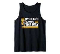 Hombre Beard Knows The Way - Regalo de Senderismo para Excursionistas al Aire Libre Camiseta sin Mangas
