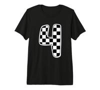 Hombre Birthday Boy Girl 4 Four Race Car 4th Birthday Racing Flag Camiseta Premium