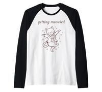 Hombre Boda de Gato maullido, Divertida Novia y Novio Camiseta Manga Raglan