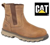 Hombre Botas de Trabajo CAT Pelton Caterpillar Dealer Cuero Gusset Tirar En 6-12