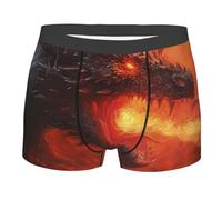 Hombre Bóxers Ropa Interior Transpirable Calzoncillos Bóxer Divertidos Corto Bóxers Dragón Negro Respirando Fuego Oscuro S