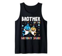 Hombre Brother of Birthday Shark Party Family Match Niños Hombres Camiseta sin Mangas