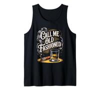 Hombre Call Me Old Fashioned Whiskey Cigar Funny Vintage Drinking Camiseta sin Mangas