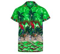 Hombre Camisa Hawaiana Disfraz Despedida de Soltero Fiesta Playa Aloha Loro Size
