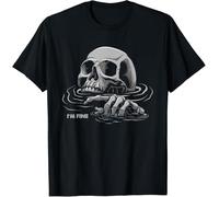 Hombre Camiseta Crew Neck T-Shirt Manga Corta tee para Gimnasio Deporte Correr Estoy Bien - Sencillo EMO Gótico De Halloween con Calavera Y Corazón Roto 3XL