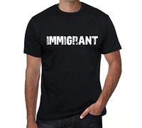 Hombre Camiseta Immigrant T-Shirt Vintage Manga Corta Regalo Original Cumpleaños Negro Profundo M