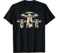 Hombre Camiseta Manga Corta Camisetas Básicas Cuello Redondo T-Shirt para Correr Gimnasio Deporte Dinosaurio Abducido por Ovnis Extraterrestres L