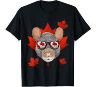 Hombre Camiseta Manga Corta T-Shirt Crew Neck Camisetas Básicas para Gimnasio Deporte Correr Bandera Patriótica De Canadá con Forma De Rata Y Hoja De Arce Canadiense M