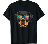 Hombre Camiseta Manga Corta tee Casual T-Shirt para Gimnasio Entrenamiento Correr Rompecabezas De Perros Rottweiler para Niños Y Niñas con Concienciación sobre El Autismo L