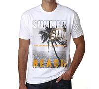 Hombre Camiseta Sol, Playa, Mar, Palmeras, Verano En Bocagrande En Cartagena - Sun, Beach, Sea, Palm, Summer In Bocagrande In Cartagena - T-Shirt Vintage Manga Corta Regalo Original Cumpleaños Blanc