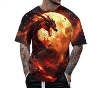 Hombre Camisetas - Camiseta de dragón para Hombre Camiseta de Verano de Manga Corta Camiseta con temática de Animales Camiseta gráfica (Light Blue M)
