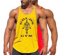 Hombre Camisetas de Tirantes Tank Top Casual Chaleco Fresco Camiseta Sin Mangas Gym T Shirt Músculo Shirt Entrenamiento,Amarillo Rojo,L