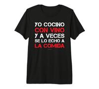 Hombre Camisetas Hombre Manga Corta Divertidas Yo Cocino con Vino Camiseta Premium