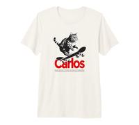 Hombre Carlos - Hermoso Nombre de niño con Gato y monopatín Camiseta Premium