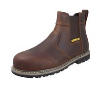 Hombre Caterpillar Puntera de Acero Piel Cerosa Ancho Botas Trabajo - P725038