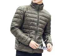Hombre Chaqueta Acolchada de Pluma Exteriores Corto Fino Abrigo Plumas Chaqueta Plumiferos Ligeros Stand Collar Plegable Cálida Down Jacket Abajo de Invierno Cazadoras Casacas Parkas Verde XL
