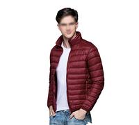 Hombre Chaqueta de Pluma de Pato Blanco Abajo Corto Ligero Abrigo Acolchada de Plumas Plegable Plumó Ultralight Chaqueta Plumifero Slim Stand Collar Down Jacket Invierno Cazadoras Casacas VinoRojo XL