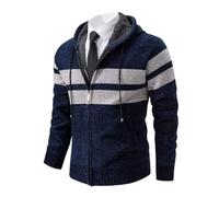 Hombre Chaqueta De Punto Jersey Cuello Alto Basic Cremallera Grueso Suave Forro Caliente Primavera otoño Invierno Man Slim Fit Sudadera JerséIs Sueltos Outwear Tops para Hombre Azul S (Rayas)
