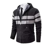 Hombre Chaqueta De Punto Jersey Cuello Alto Basic Cremallera Grueso Suave Forro Caliente Primavera otoño Invierno Man Slim Fit Sudadera JerséIs Sueltos Outwear Tops para Hombre Gris S (Rayas)