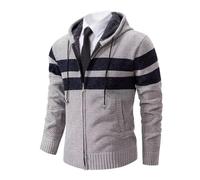 Hombre Chaqueta De Punto Jersey Cuello Alto Basic Cremallera Grueso Suave Forro Caliente Primavera otoño Invierno Man Slim Fit Sudadera JerséIs Sueltos Outwear Tops para Hombre Gris S (Rayas)
