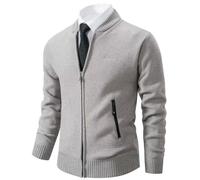 Hombre Chaqueta De Punto Jersey Cuello Alto Basic Grueso Suave Forro Caliente Primavera otoño Invierno Man Slim Fit Sudadera JerséIs Sueltos Outwear Tops para Hombre Gris S (Collare da baseball)
