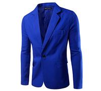 Hombre Chaqueta De Traje para Manga Larga Chaqueta Blazer Slim Fit Casual Abrigos Zafiro XL