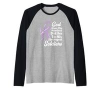 Hombre Cinta de Conciencia sobre el cáncer Testicular Quimio Fe Soldados Dios Camiseta Manga Raglan