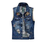 Hombre Clásico Chaleco, Sins Mangas, de Mezclilla, Chaqueta de Vaquero Azul 2XL