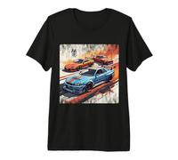 Hombre Coches de Carreras Retro Distress JDM Legends Drift Hechos en Japón Camiseta Premium