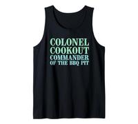 Hombre Colonel Cookout Commander Of The BBQ Pit Barbacoa ahumador Camiseta sin Mangas