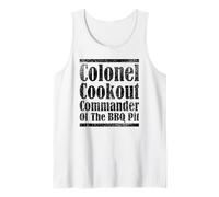 Hombre Colonel Cookout Commander Of The BBQ Pit Barbacoa ahumador Camiseta sin Mangas