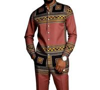 Hombre Conjunto 2 Piezas Atuendo Ropa Estampado Egipcio Antiguo Camisa y Pantalones Transpirable Atuendo Todas Las Estaciones