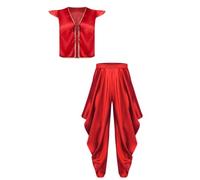 Hombre Conjunto Traje Árabe Hombres Ropa Príncipe Piezas Halloween Rojo 3XL