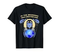 Hombre Creó Dios Agnóstica Ateísmo Teoría de la conspiración Ateo Camiseta gráfica económica, Hombre, Negro, L