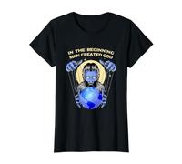 Hombre Creó Dios Agnóstica Ateísmo Teoría de la conspiración Ateo Camiseta gráfica económica, Mujer, Negro, XL
