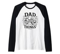 Hombre Dad Fixer of Things, Divertidas Herramientas de Bricolaje, Martillo, Llave Inglesa, Handy Man Camiseta Manga Raglan