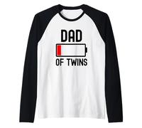 Hombre Dad of Twins Funny Fathers Day Low 1% Charged Battery Tired Camiseta Manga Raglan