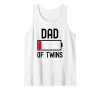 Hombre Dad of Twins Funny Fathers Day Low 1% Charged Battery Tired Camiseta sin Mangas