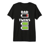 Hombre Dad Twins Battery Funny Energy Fathers Day Daddy Papa Men Camiseta Premium